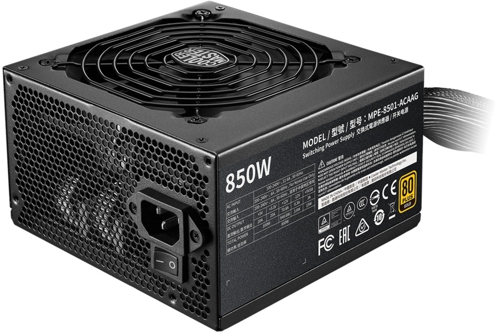 Cooler Master MWE 850W 80+ Gold - V2 12cm ventillátorral dobozos tápegység