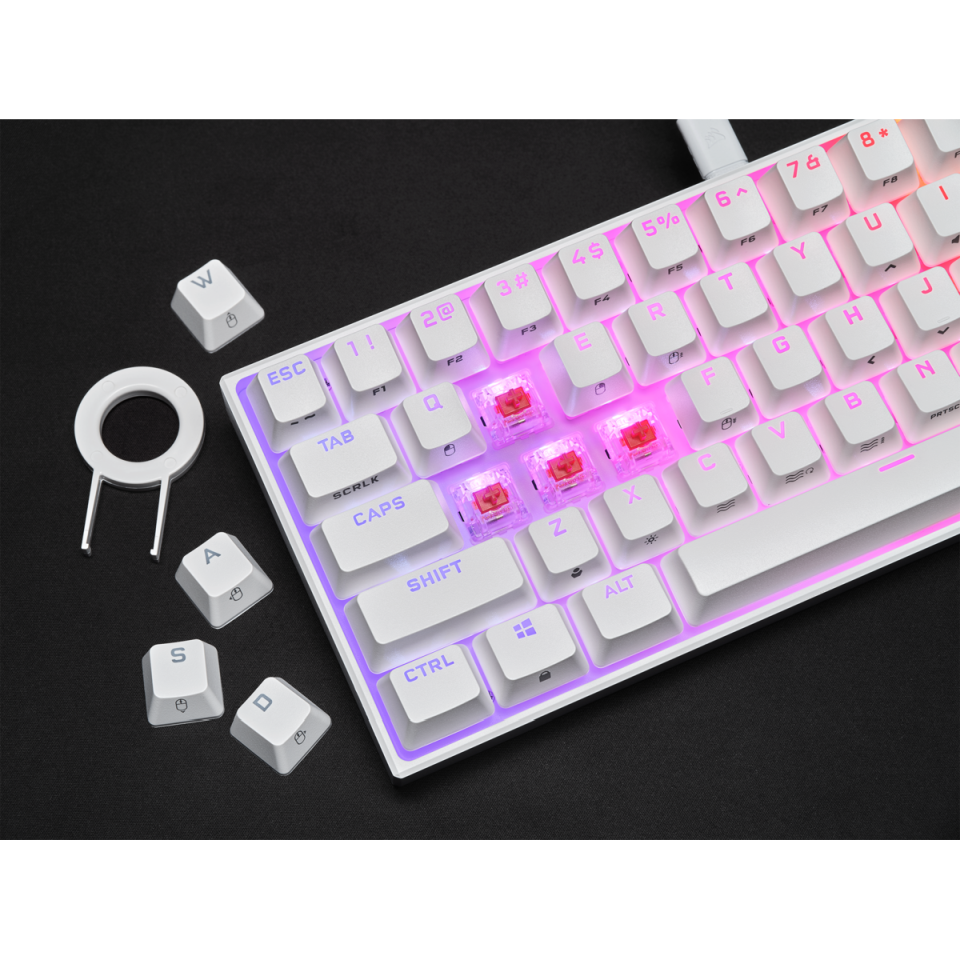 Corsair K65 Mini RGB Cherry MX Red US fehér mechanikus gamer billentyűzet