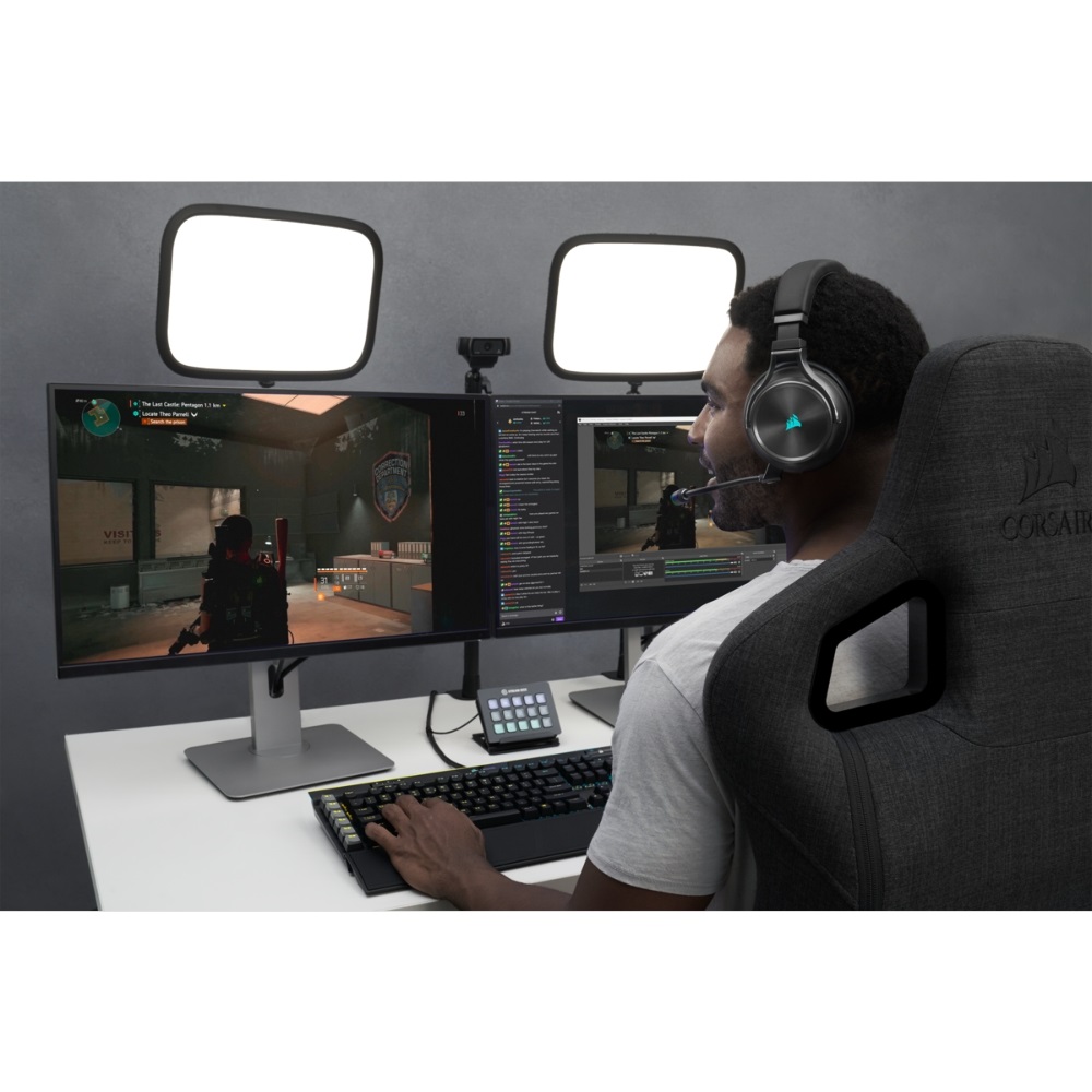 Corsair VIRTUOSO XT RGB vezeték nélküli metálszürke gamer headset