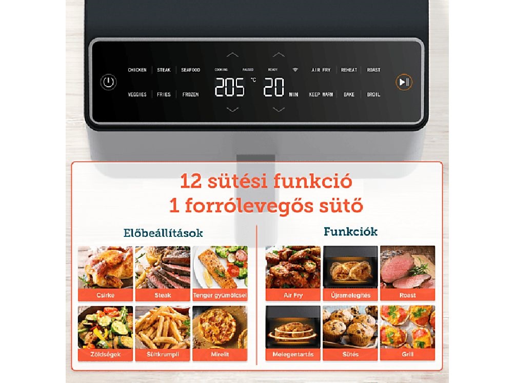Cosori CAF-P583S-AEUR Dual Blaze szürke 6,4 L forrólevegős sütő