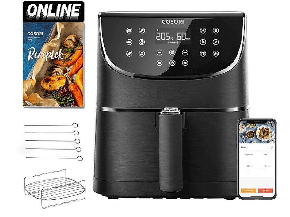 Cosori CS158-AF-RXB Premium Smart fekete 5,5 L forrólevegős sütő