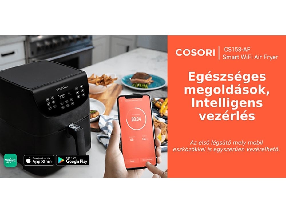 Cosori CS158-AF-RXB Premium Smart fekete 5,5 L forrólevegős sütő
