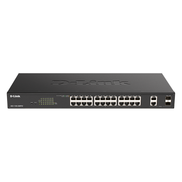 D-Link DGS-1100-26MPV2/E 24port GbE LAN 2x GbE RJ45/SFP Combo port PoE Smart switch