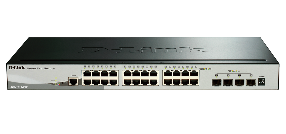 D-Link DGS-1510-28X/E 24port GbE LAN 4x 10G SFP+ Smart menedzselhető switch