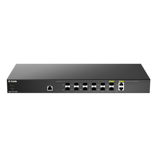 D-Link DXS-1210-12SC/E 10x 10GbE SFP+ 2x 10GbE SFP+/10G Base-T combo port L2 smart menedzselhető switch