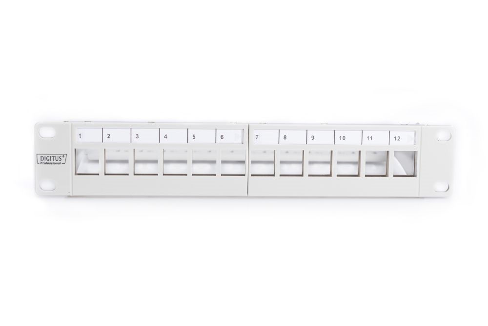 DIGITUS 12port 10" 1U szürke moduláris üres Patch Panel