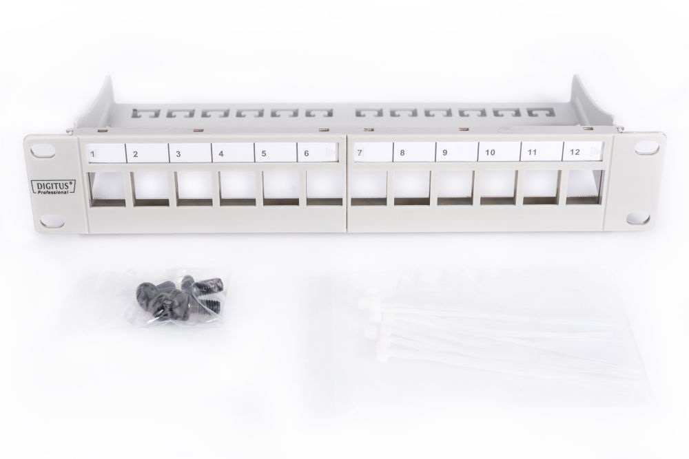 DIGITUS 12port 10" 1U szürke moduláris üres Patch Panel