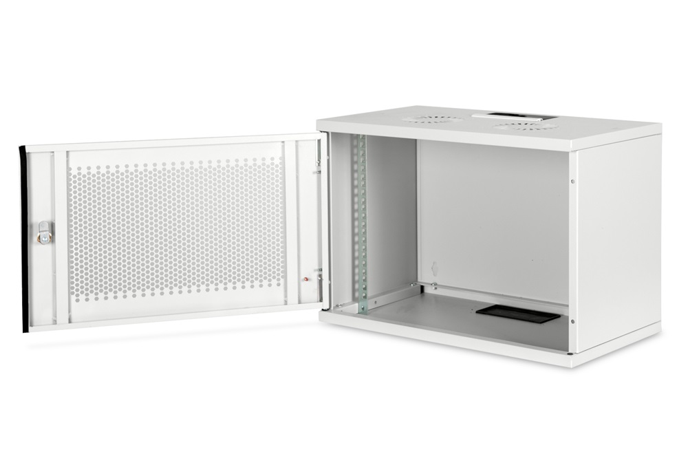 DIGITUS 19" 7U 370x540x400mm lapraszerelt perforált ajtós szürke fali rack szekrény