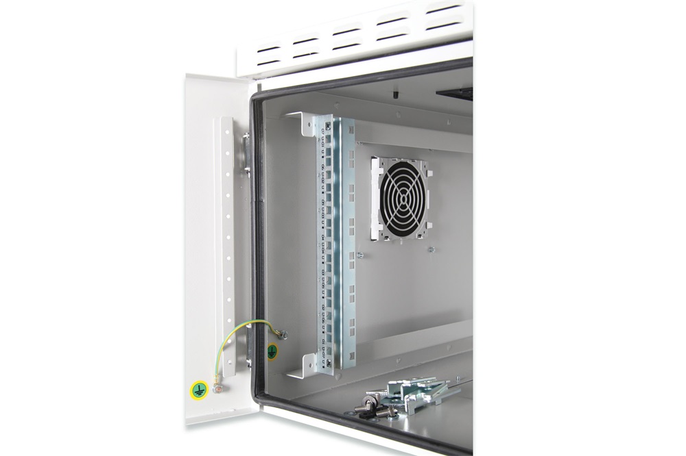 DIGITUS 19" 9U 579x600x600mm IP55 kültéri szürke fali rack szekrény