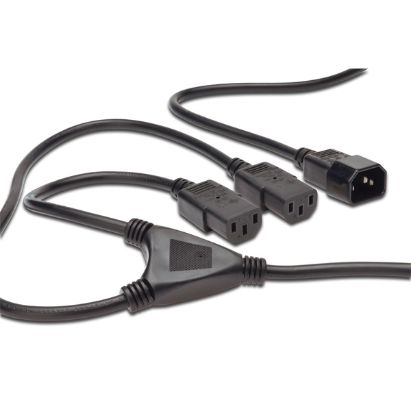 DIGITUS 250V 10A 2x IEC C13 csatlakozó IEC C14 dugó 1,8,m Y tápkábel