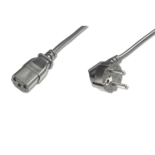 DIGITUS 250V 10A IEC C13 csatlakozó CEE 7/7 schuko 90 fok dugó 2,5m tápkábel