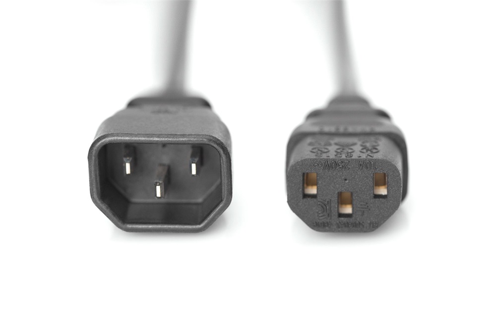 DIGITUS 250V 10A IEC C13 csatlakozó IEC C14 dugó 1,2m hosszabbító kábel