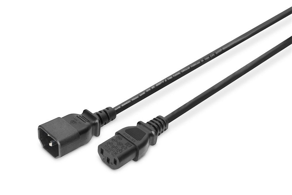 DIGITUS 250V 10A IEC C13 csatlakozó IEC C14 dugó 1,8m hosszabbító kábel