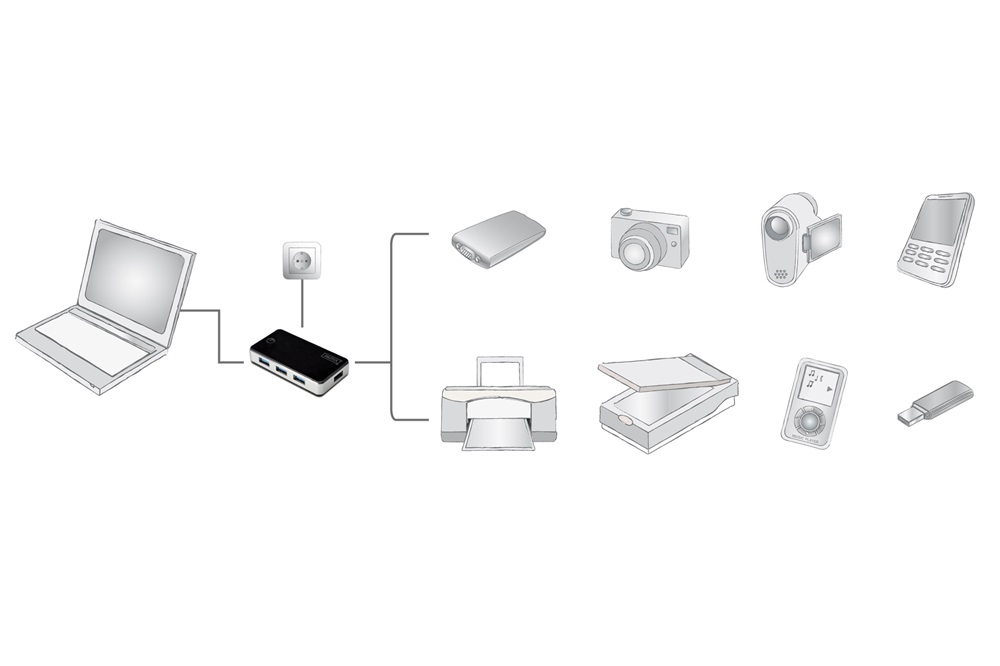 DIGITUS 4 portos USB 3.0 hub