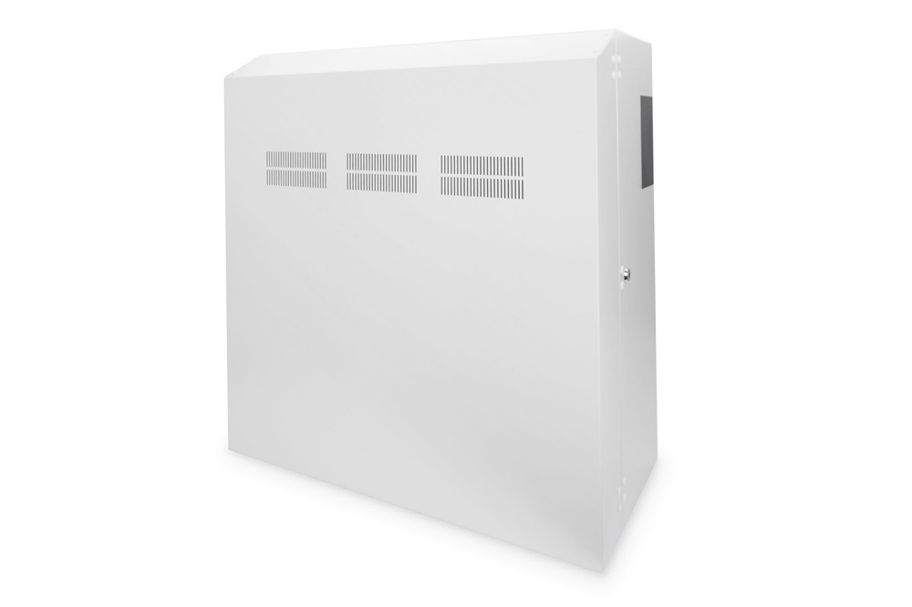 DIGITUS 19" 6U 800x640x309mm slim függőleges rögzítésű szürke fali rack szekrény