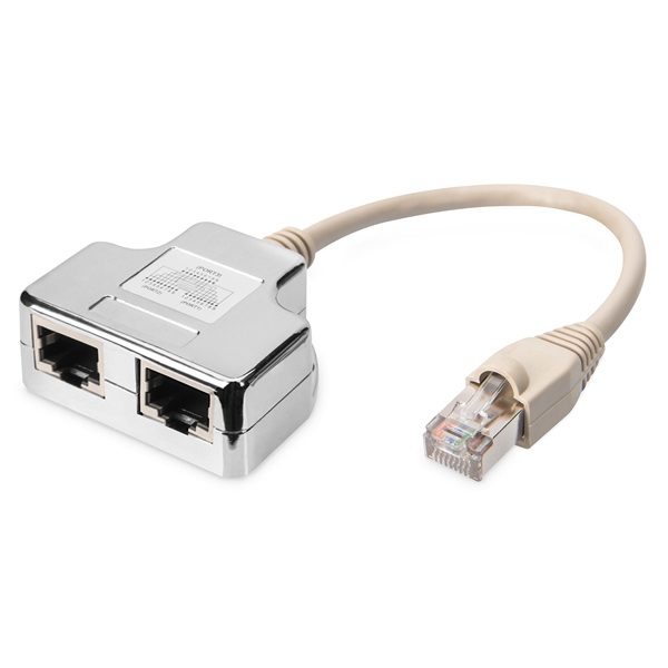 DIGITUS AT-AG CX2 CAT5e árnyékolt pc-pc RJ45 Y elosztó adapter