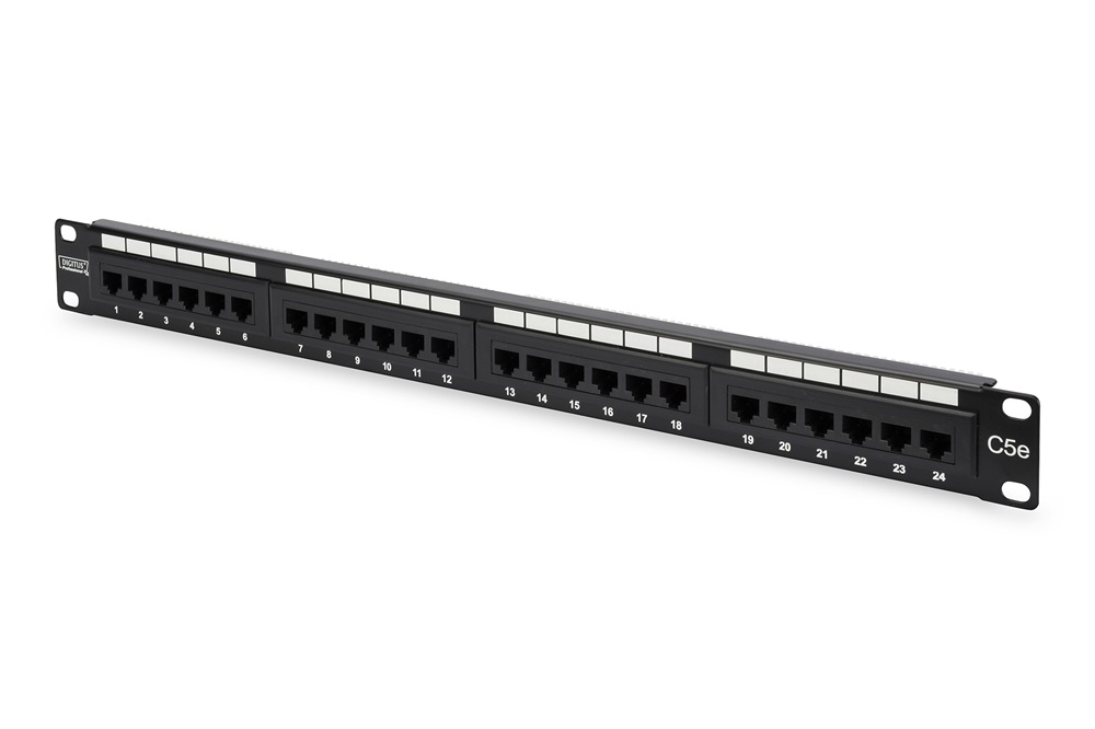 DIGITUS CAT5e 24port 19" 1U fekete árnyékolatlan Patch Panel