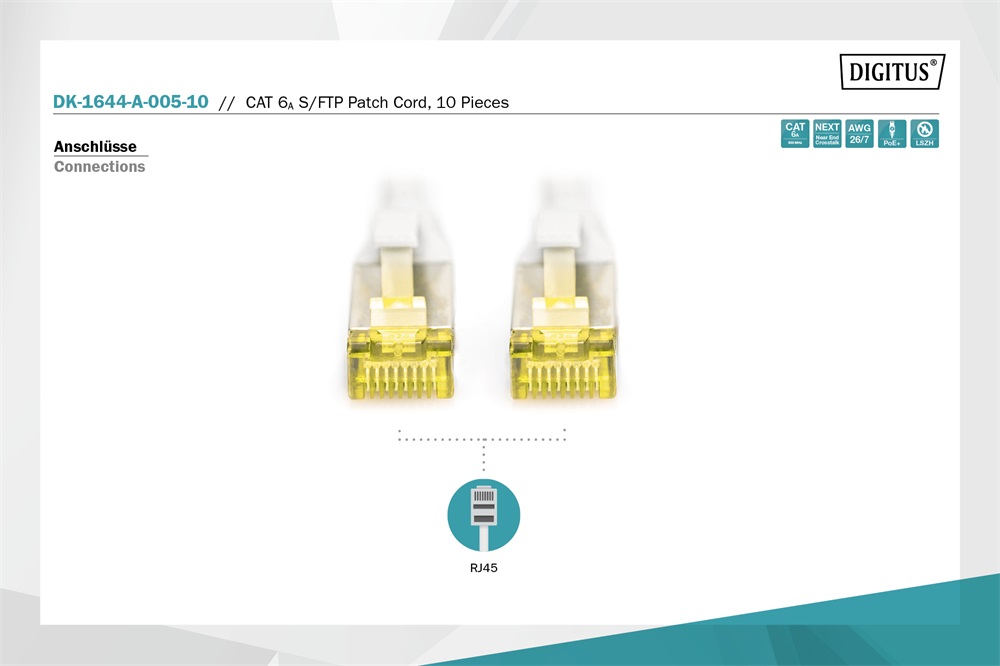 DIGITUS Cat.6A S/FTP LSZH 0,5m szürke patch kábel (10db/csomag)