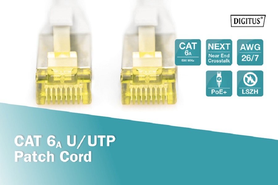 DIGITUS Cat.6A U/UTP PVC 3m szürke patch kábel