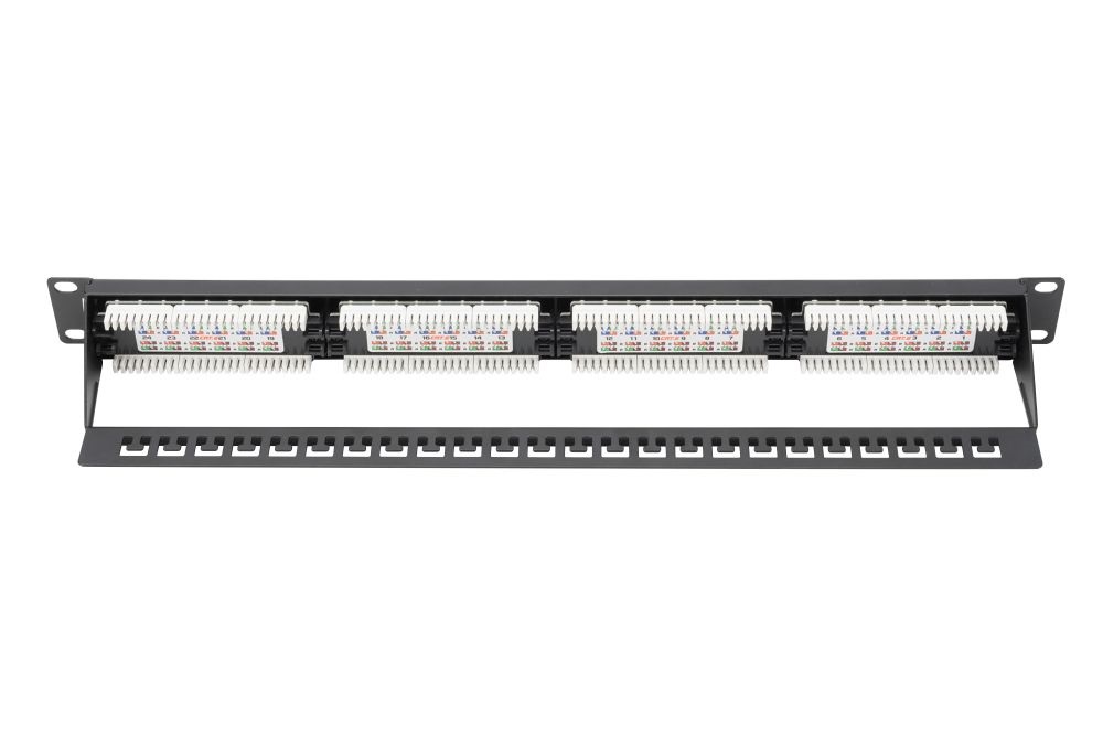 DIGITUS CAT6 24port 19" 1U kompakt fekete árnyékolatlan Patch Panel