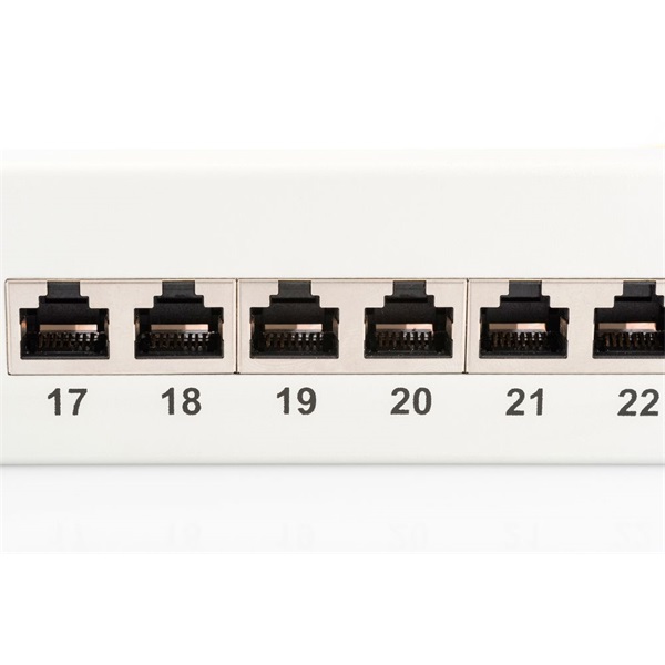 DIGITUS CAT6 24port 19" 1U kompakt szürke árnyékolt Patch Panel