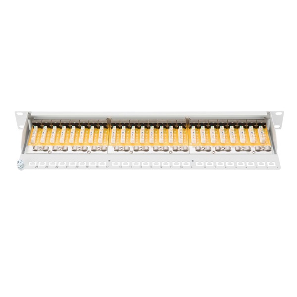 DIGITUS CAT6 24port 19" 1U kompakt szürke árnyékolt Patch Panel