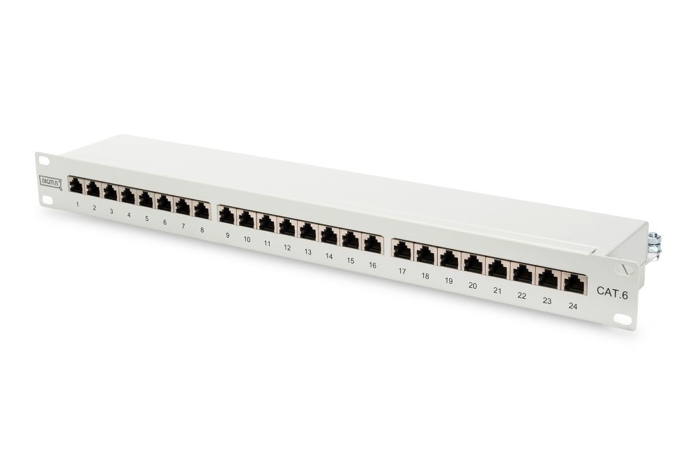 DIGITUS CAT6 24port 19" 1U kompakt szürke árnyékolt Patch Panel