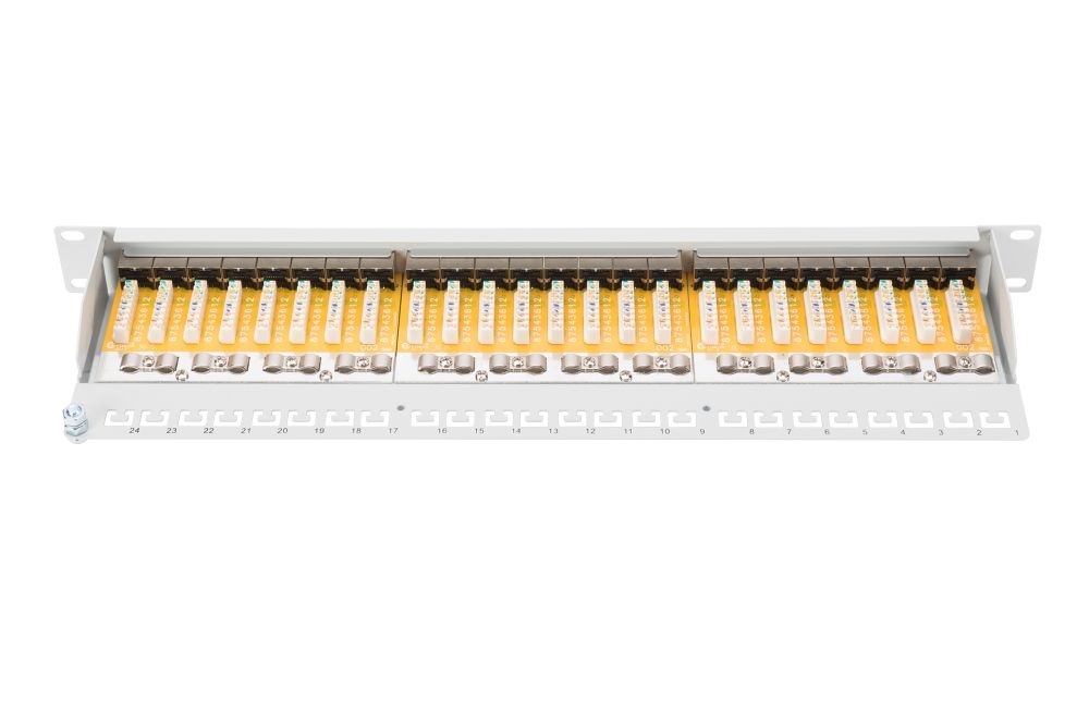 DIGITUS CAT6 24port 19" 1U kompakt szürke árnyékolt Patch Panel