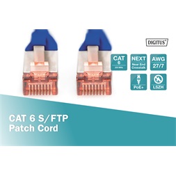 DIGITUS Cat.6 S/FTP LSZH 0,25m kék patch kábel