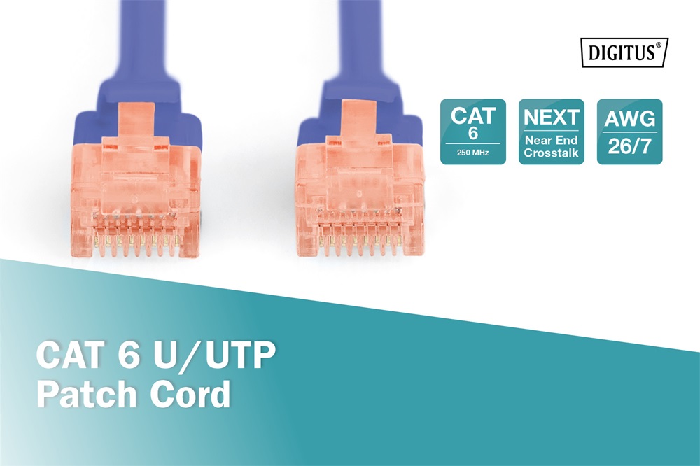 DIGITUS Cat.6 U/UTP PVC 0,5m kék patch kábel