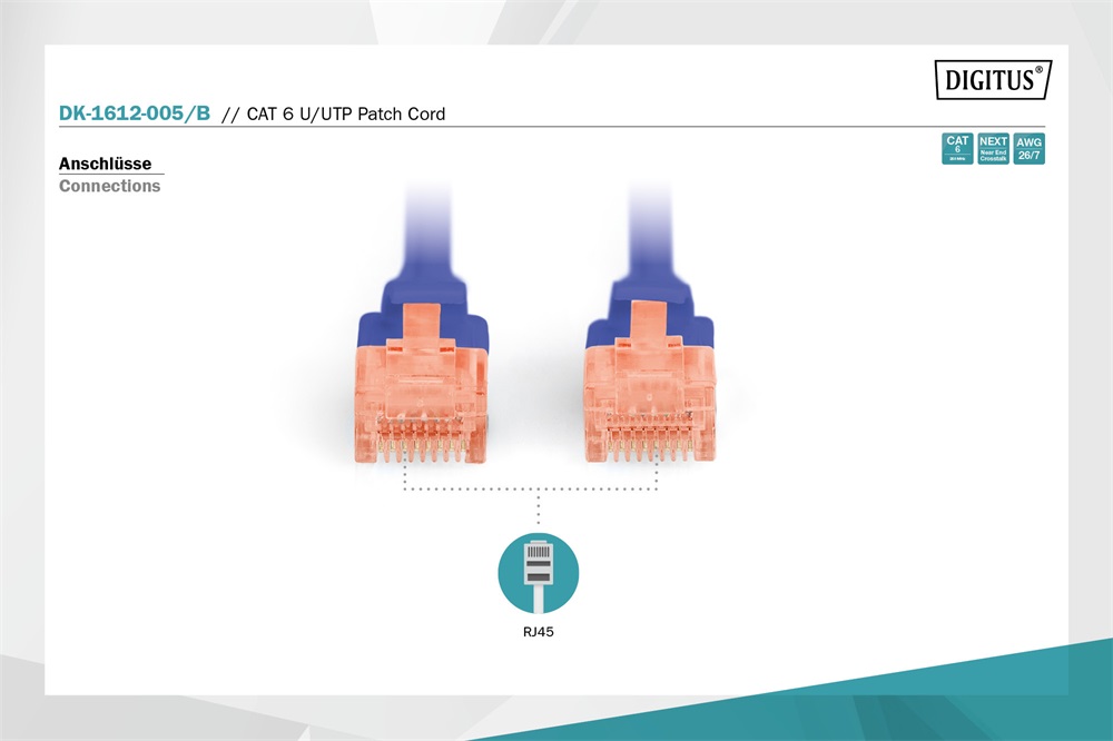 DIGITUS Cat.6 U/UTP PVC 0,5m kék patch kábel