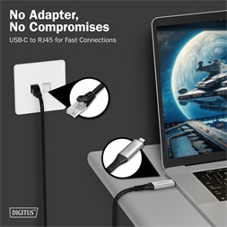 DIGITUS Cat.6A 1GbE RJ45 S/FTP LSZH USB 3.2 Gen1 type-C Ethernet kábel 2m