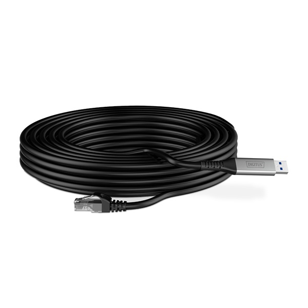 DIGITUS Cat.6A 1GbE RJ45 S/FTP LSZH USB-A 3.2 Gen1 Ethernet kábel 10m