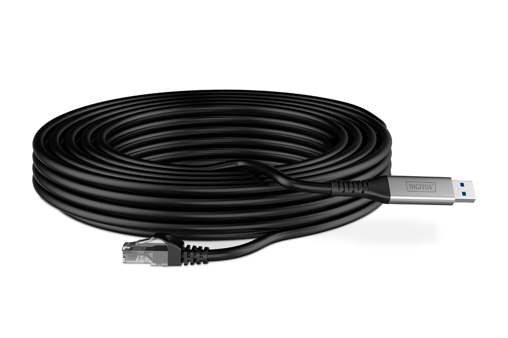 DIGITUS Cat.6A 1GbE RJ45 S/FTP LSZH USB-A 3.2 Gen1 Ethernet kábel 10m