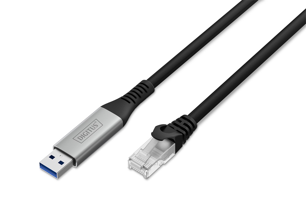 DIGITUS Cat.6A 1GbE RJ45 S/FTP LSZH USB-A 3.2 Gen1 Ethernet kábel 15m