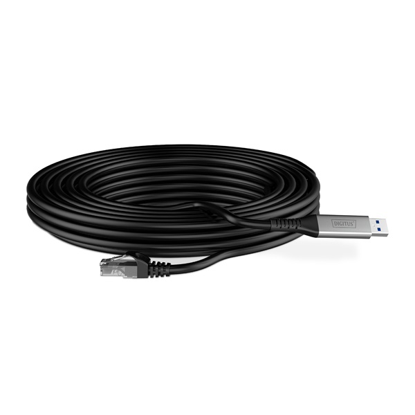 DIGITUS Cat.6A 1GbE RJ45 S/FTP LSZH USB-A 3.2 Gen1 Ethernet kábel 5m