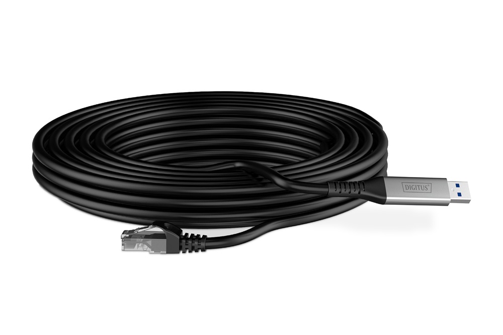 DIGITUS Cat.6A 1GbE RJ45 S/FTP LSZH USB-A 3.2 Gen1 Ethernet kábel 5m