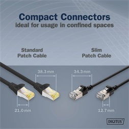 DIGITUS Cat.6A F/FTP LSZH 0,3m fekete slim patch kábel