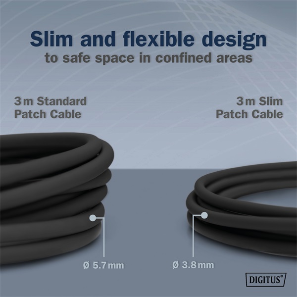 DIGITUS Cat.6A F/FTP LSZH 0,3m fekete slim patch kábel