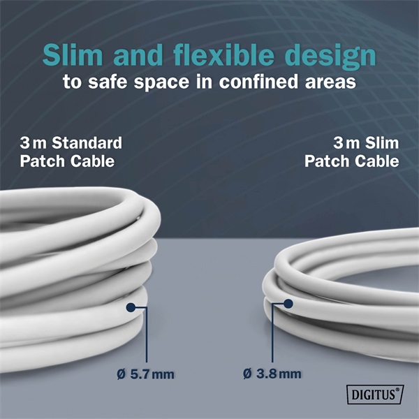 DIGITUS Cat.6A F/FTP LSZH 0,3m szürke slim patch kábel