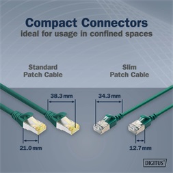 DIGITUS Cat.6A F/FTP LSZH 0,3m zöld slim patch kábel