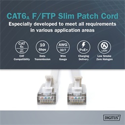 DIGITUS Cat.6A F/FTP LSZH 0,5m szürke slim patch kábel