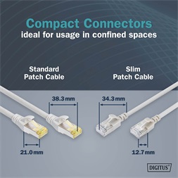 DIGITUS Cat.6A F/FTP LSZH 0,5m szürke slim patch kábel