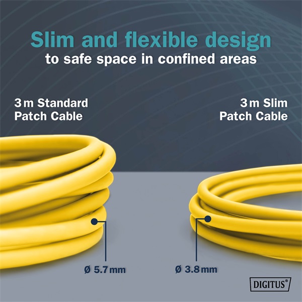 DIGITUS Cat.6A F/FTP LSZH 1,5m sárga slim patch kábel