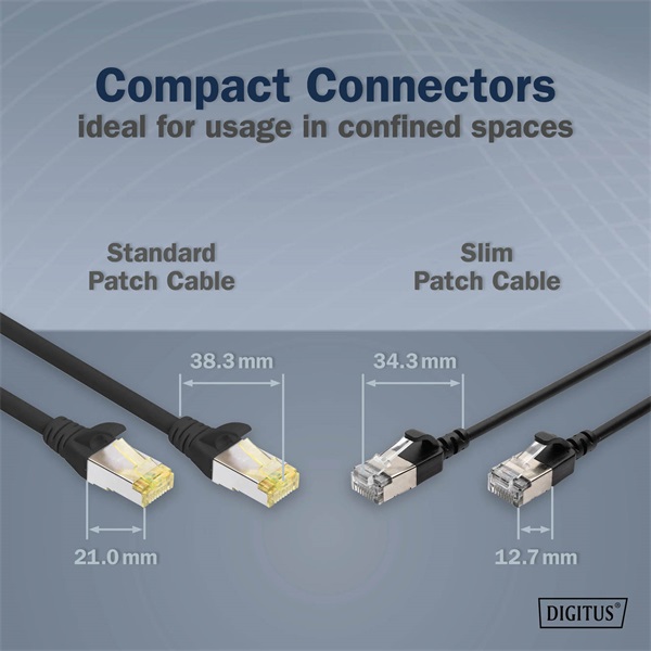 DIGITUS Cat.6A F/FTP LSZH 2m fekete slim patch kábel