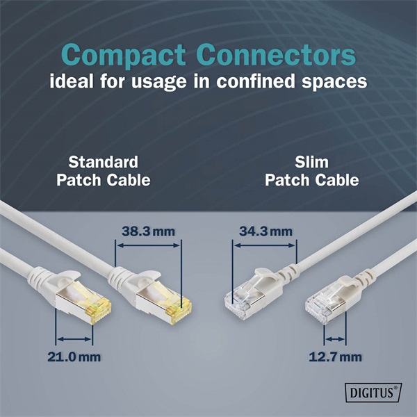 DIGITUS Cat.6A F/FTP LSZH 3m szürke slim patch kábel