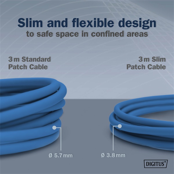 DIGITUS Cat.6A F/FTP LSZH 5m kék slim patch kábel