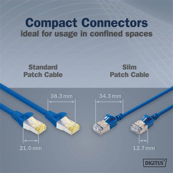 DIGITUS Cat.6A F/FTP LSZH 5m kék slim patch kábel