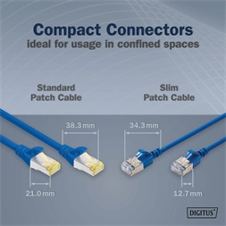 DIGITUS Cat.6A F/FTP LSZH 5m kék slim patch kábel