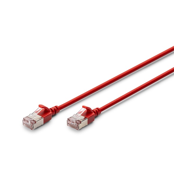 DIGITUS Cat.6A F/FTP LSZH 5m piros slim patch kábel